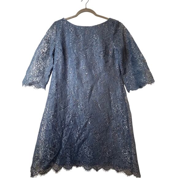 Calvin Klein Blue Lace Sparkle Cocktail Dress - Size P - Picture 2 of 12
